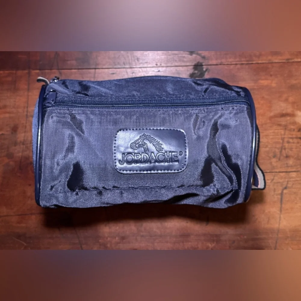 Vintage Jordache Micro Duffel Bag 2-Pocket Navy Blue Nylon 10x7x6”